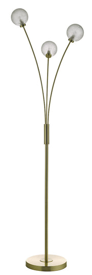 Dar Avari AVA4941 3 Light Floor Lamp In Satin Brass Finish With Clear Frosted Glasses