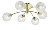 Dar Avari AVA6441 6 Light Semi Flush Ceiling Light In Satin Brass Finish With Clear Frosted Glasses
