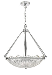 Dar Avril AVR0350 3 Light Pendant In Polished Nickel Finish With Glass Shade