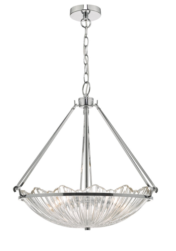 Dar Avril AVR0350 3 Light Pendant In Polished Nickel Finish With Glass Shade