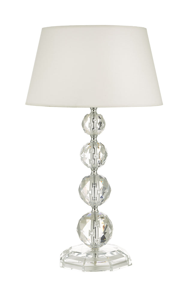 Dar Bedelia BED4208 Single Table Lamp Clear Crystal Like Acrylic Complete With White Shade