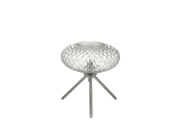Dar Bibiana BIB4108 Small Table Lamp In Polished Chrome Finish With Clear Glass Shade