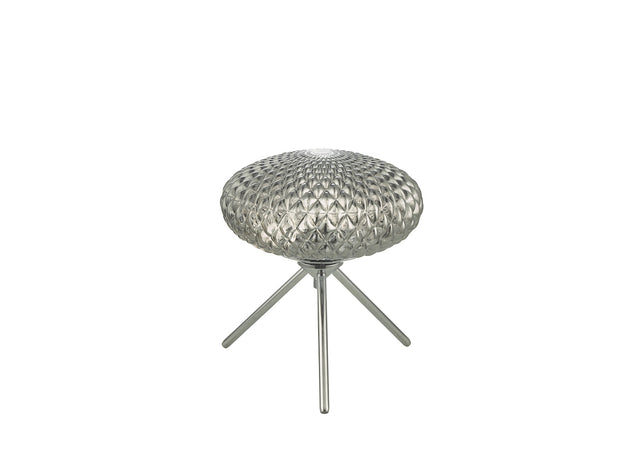 Dar Bibiana BIB4110 Small Table Lamp In Polished Chrome Finish With Smoked Glass Shade