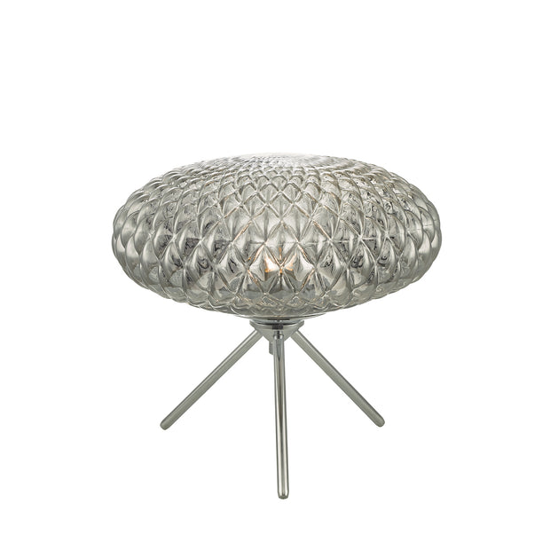 Dar Bibiana BIB4310 Large Table Lamp In Polished Chrome Finish With Smoked Glass Shade