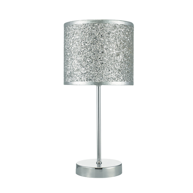 Dar Bistro BIS4132 Polished Chrome Touch Table Lamp Complete With Silver Glitter Shade