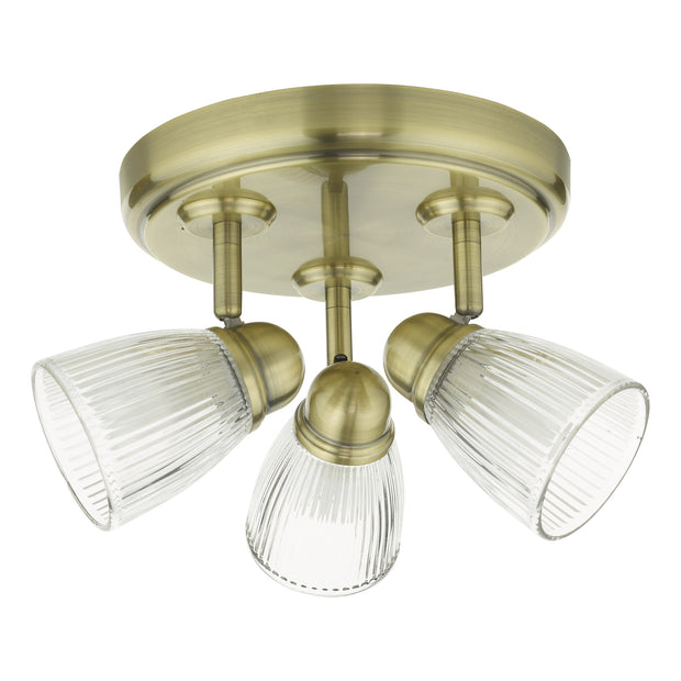 Dar Cedric Antique Brass Flush 3 Light Adjustable Bathroom Spotlight - IP44
