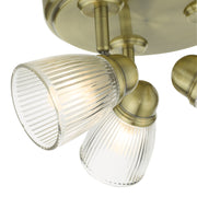Dar Cedric Antique Brass Flush 3 Light Adjustable Bathroom Spotlight - IP44