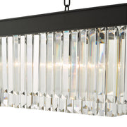 Dar Celeus Matt Black 6 Light Crystal Linear Bar Pendant