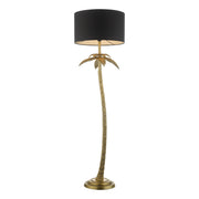 Dar Coco Antique Gold Palm Tree Floor Lamp Complete With Black Shade