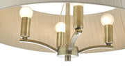 Dar Cristin CRI0429 4 Light Pendant In Antique Brass Finish Complete With Taupe Ribbon Shade