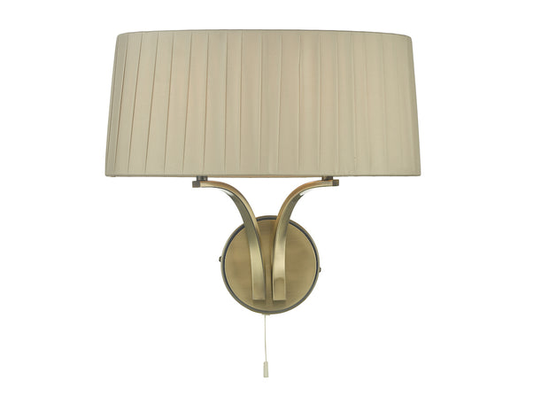 Dar Cristin CRI0929 2 Light Wall Light In Antique Brass Finish Complete With Taupe Shade