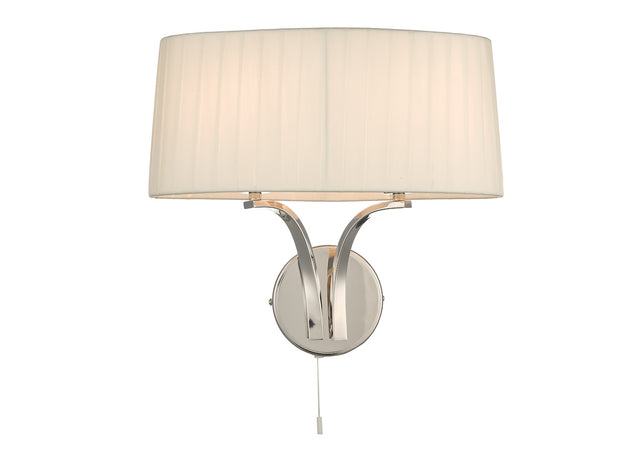 Dar Cristin CRI092 2 Light Wall Light In Polished Nickel Finish Complete With Ivory Shade