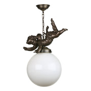 David Hunt Cupid Single Pendant In Bronze With Opal Glass