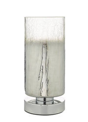 Dar Deena DEE4208 Touch Table Lamp In Polished Chrome Finish With Crackle Glass