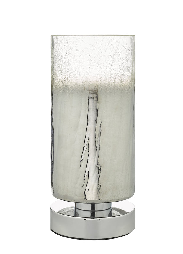 Dar Deena DEE4208 Touch Table Lamp In Polished Chrome Finish With Crackle Glass