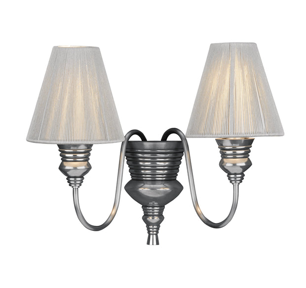 David Hunt Doreen DOR0967 Pewter Double Wall Light Complete With Silver String Shades