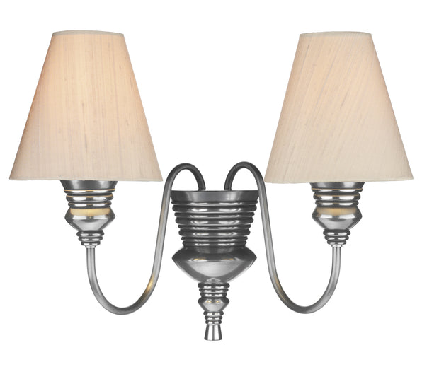David Hunt Doreen DOR0999 Pewter Double Wall Light Complete With Silk Shades (Specify Colour)
