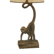 Dar Dwayne Monkey Table Lamp In Bronze Complete With Black Shade