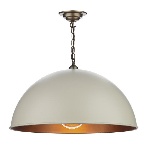 David Hunt Ealing Large Cotswold Cream Single Pendant Complete With Antique Brass Inner - EAL8199-04-16-C12