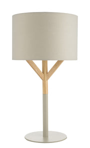 Dar Eatu EAT4239 Table Lamp In Grey & Natural Wood Finish Complete With Grey Shade