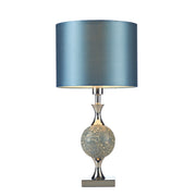 Dar Elsa ELS4223 Polished Chrome/Blue Mosaic Table Lamp Complete With Blue Faux Silk Shade