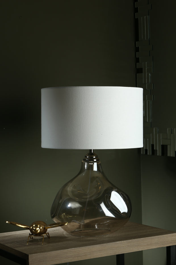 Dar Esarosa ESA4210 Table Lamp In Smoked Glass Complete With White Shade