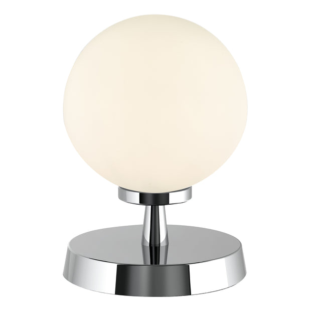Dar Esben Polished Chrome Touch Table Lamp Complete With Opal Glass