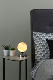 Dar Esben Polished Chrome Touch Table Lamp Complete With Planet Glass