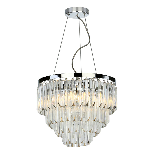 Dar Fame 5 Light Polished Chrome Pendant Light Complete With Clear Sculpted Glasses