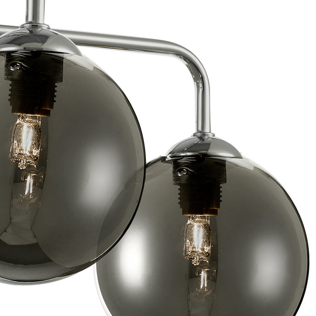 Dar Feya 5 Light Semi Flush Ceiling Light in Polished Chrome Complete With Smoked Glasses