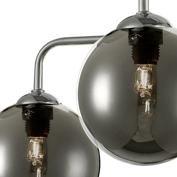 Dar Feya 5 Light Semi Flush Ceiling Light in Polished Chrome Complete With Smoked Glasses