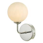 Dar Feya 1 Light Wall Light In Polished Chrome Complete With Opal Glass