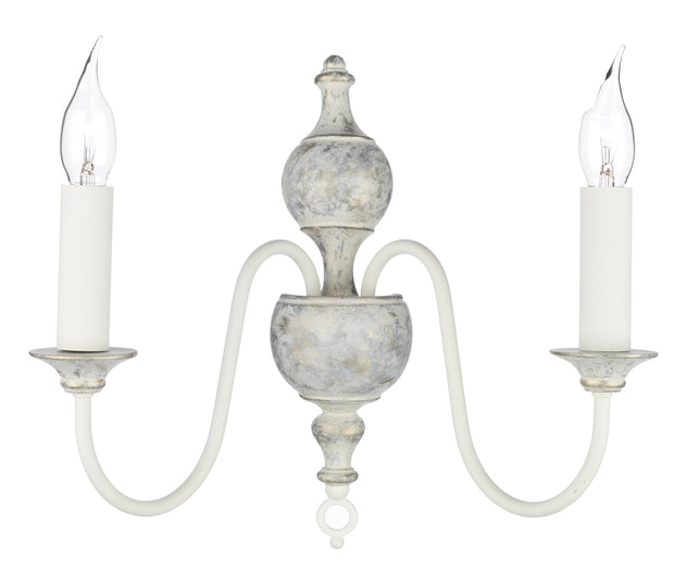 David Hunt Flemish FLE0912 Distressed Powder Grey/Gold Double Wall Light - Fitting Only