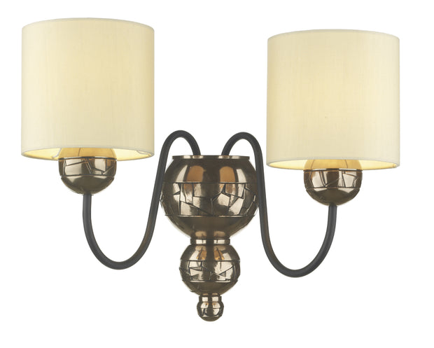 David Hunt Garbo GAR0915 Bronze Double Wall Light Complete With Cream Shades