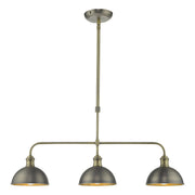 Dar Governor 3 Light Bar Pendant In Antique Chrome And Antique Brass Finishes