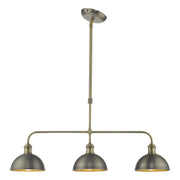 Dar Governor 3 Light Bar Pendant In Antique Chrome And Antique Brass Finishes