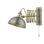 Dar Governor Extendable Single Spotlight In Antique Chrome And Antique Brass