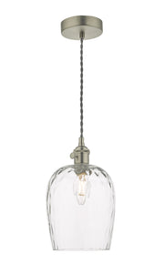 Dar Hadano HAD0161-03 Single Pendant In Antique Chrome Finish Complete With Dimpled Glass Shade