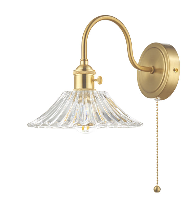 Dar Hadano HAD0740-04 Single Wall Light In Natural Brass Finish Complete With Flared Glass Shade