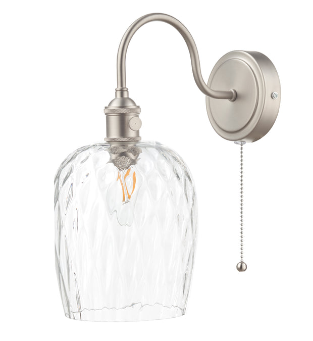 Dar Hadano HAD0761-03 Single Wall Light In Antique Chrome Finish Complete With Dimpled Glass Shade