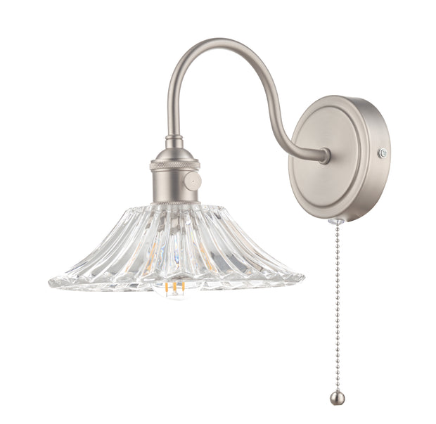 Dar Hadano HAD0761-04 Single Wall Light In Antique Chrome Finish Complete With Flared Glass shade