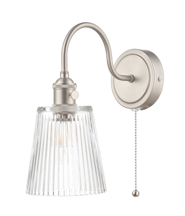 Dar Hadano HAD0761-05 Single Wall Light In Antique Chrome Finish Complete With Ribbed Glass Shades