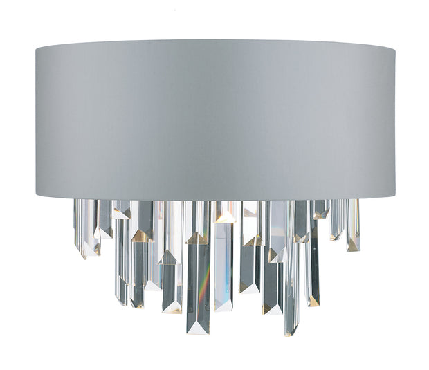 Dar Halle HAL0939 2 Light Wall Light Crystal Complete With Satin Grey Shade