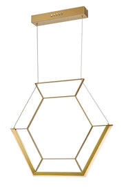 Dar Hexagon HEX0135 LED Single Pendant In Satin Gold Finish
