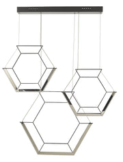 Dar Hexagon HEX0322 LED 3 Light Pendant In Satin Black Finish