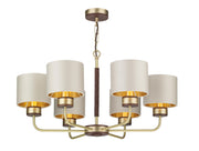 David Hunt Hunter HUN0640 Butter Brass 6 Light Leather Effect Pendant Complete With Shade (Specify Colour)