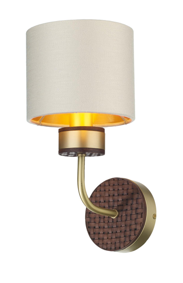 David Hunt Hunter HUN0740 Butter Brass, Leather Effect Single Wall Light Complete With Shade (Specify Colour)