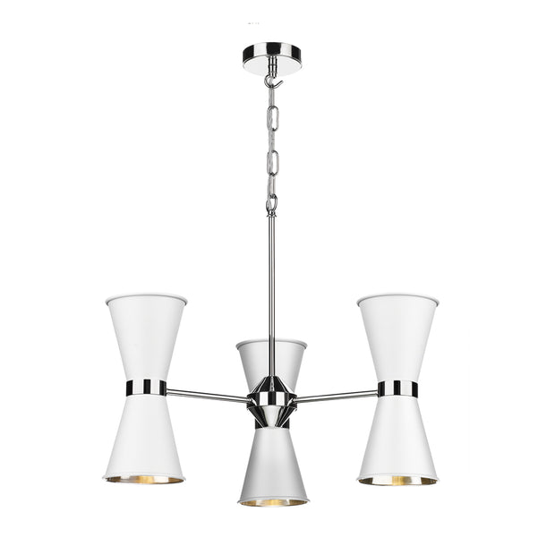 David Hunt Hyde HYD0650-01 Arctic White 6 Light Pendant Complete With Chrome Inners