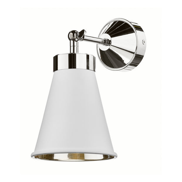 David Hunt Hyde HYD0750-01 Artic White Adjustable Single Wall Light Complete With Chrome Inner