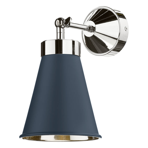 David Hunt Hyde HYD0750-09 Smoke Blue Adjustable Single Wall Light Complete With Chrome Inner